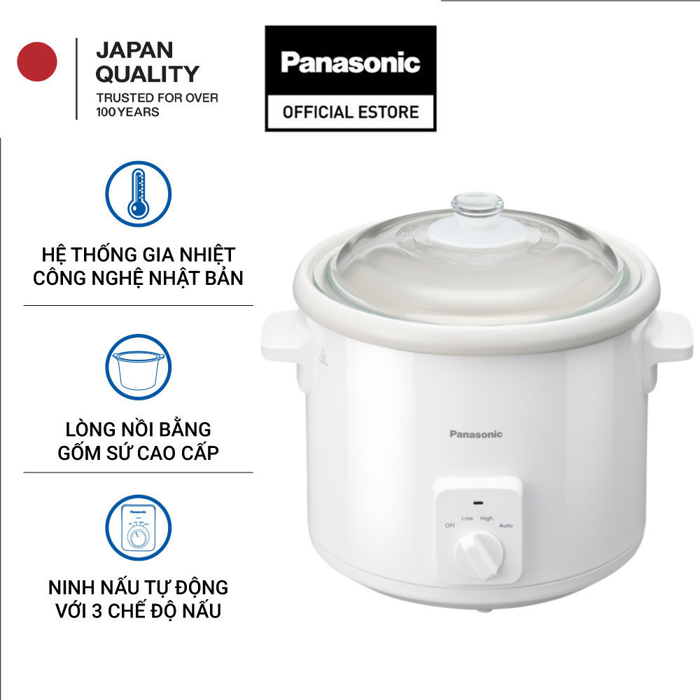 Nồi Nấu Chậm Ninh Hầm Đa Năng Panasonic NF-N51AWRA - Dung tích 5L - Lòng nồi gốm sứ
