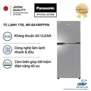 [TRẢ GÓP 0%] Tủ lạnh Panasonic Inverter 170 lít NR-BA190PPVN - Tinh thể bạc Ag
