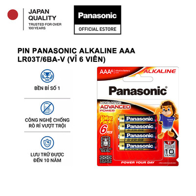 Vỉ 6 viên Pin Panasonic Alkaline AAA LR03T/6BA-V – Hàng Chính Hãng
