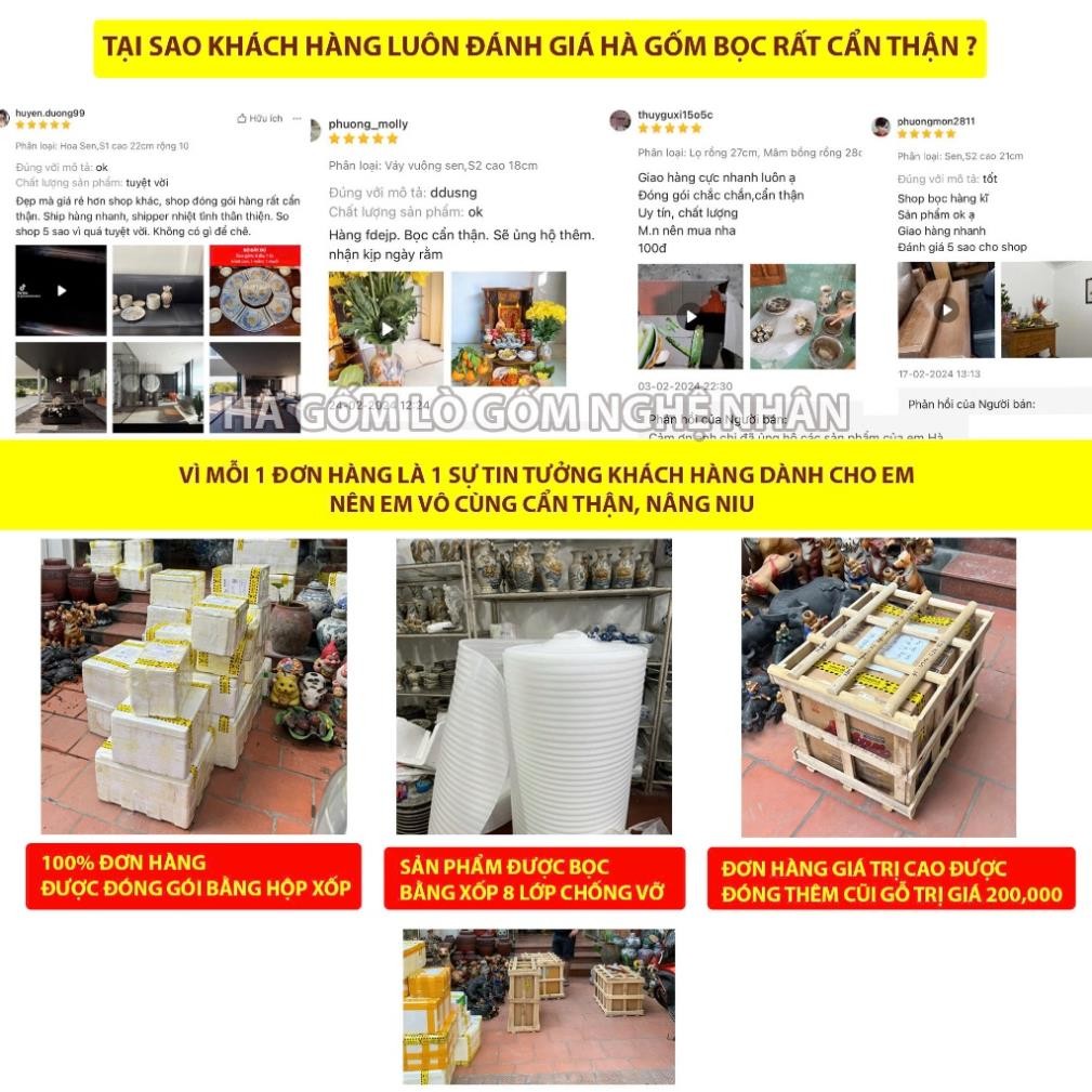 HG110 Đồ Thờ Cúng Bộ 17 món ban thờ 1M2 - 1M4 men rạn trơn nghệ nhân Bát Tràng chế tác TẶNG Thất Bảo, Tro Nếp_thumbnail_3