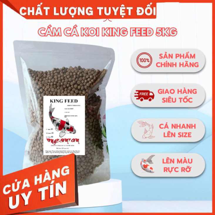 GIÁ HỦY DIỆT-5kg-Cám cá koi King Feed [5kg -5 túi 5 kg] HÀNG CHÍNH HÃNG