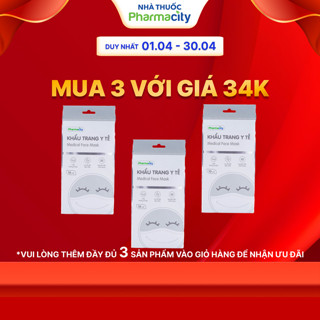 Khẩu trang y tế Pharmacity 3 lớp màu trắng (Gói 10 cái)