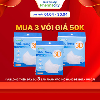 Khẩu trang y tế 3D chất lượng cao Pharmacity người lớn (Gói 5 cái)