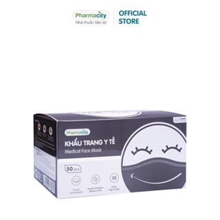 Khẩu trang Pharmacity y tế màu Đen 3 lớp (Hộp 50 cái)