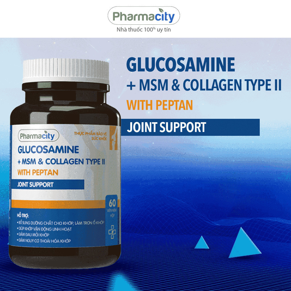 Viên uống Pharmacity Glucosamine + MSM & Collagen Type II - Joint Support hỗ trợ làm trơn ổ khớp (60