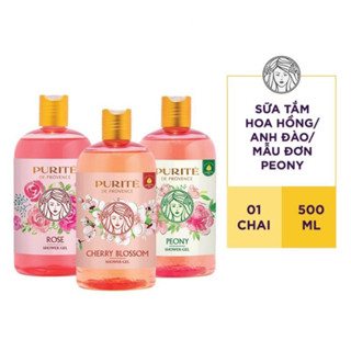 Sữa Tắm Purite thiên nhiên Dưỡng Ẩm,Sáng Da, Mềm Mịn/ Hoa Hồng/Poney 500ml