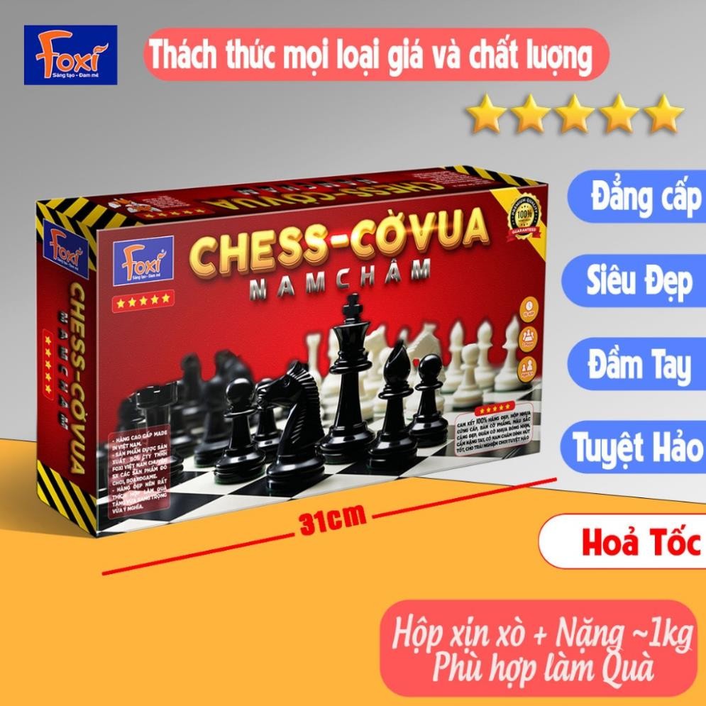 Bộ Cờ Vua Có Nam Châm xịn xò Bàn 42cm Foxi-Chess-Cờ vua quốc tế Kèm Hộp Đựng
