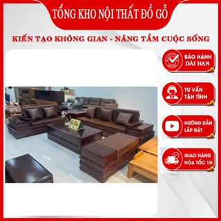 Bộ bàn ghế sofa phòng khách gỗ sồi nga kiểu dáng chân pháo, kích thước lớn, mã 2VPG giá tại xưởng
