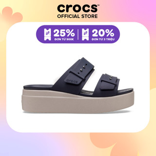 Dép Xăng Đan Đế Xuồng Nữ Crocs Brooklyn Buckle - Deep Navy