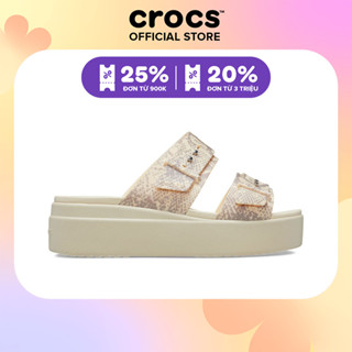 Dép Xăng Đan Đế Xuồng Nữ Crocs Brooklyn Snake Buckle - Vanilla