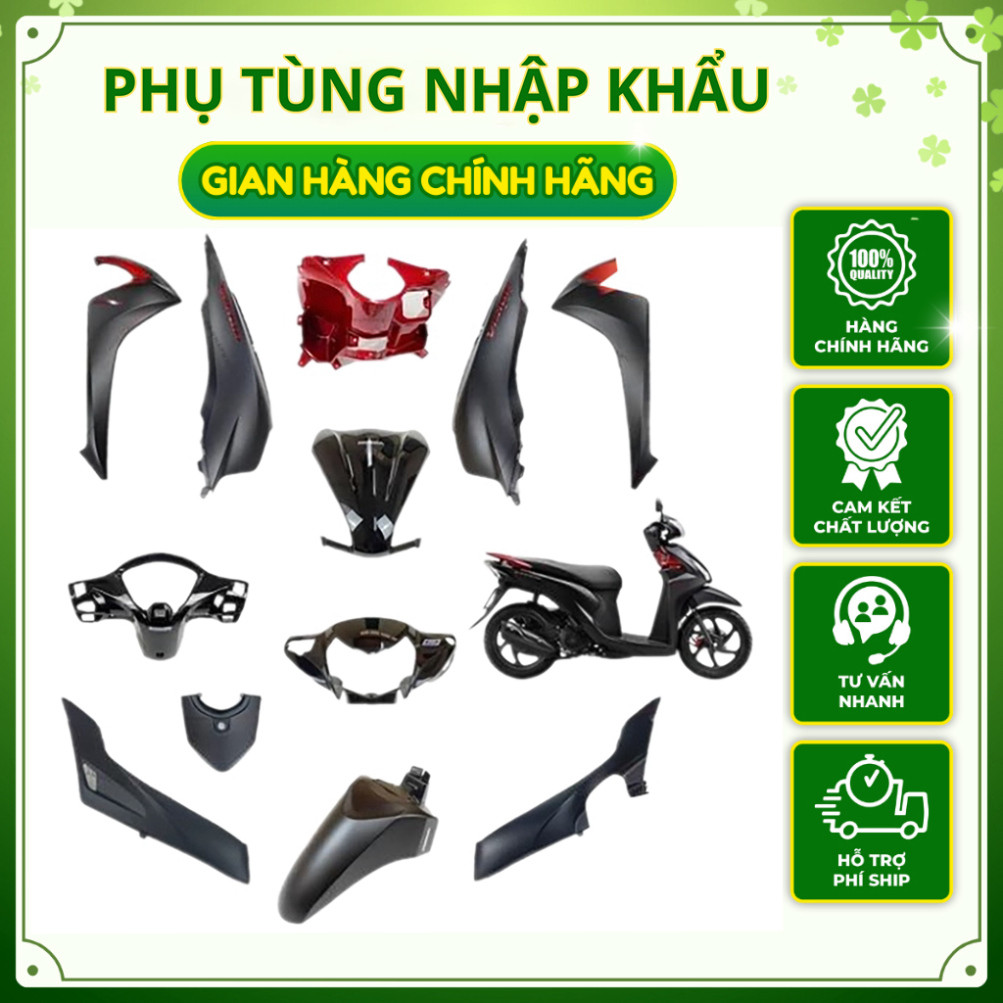 [LẺ MÓN] Dàn áo Vision 110 K44 màu Đen Nhám Đỏ 2014 2015 2016