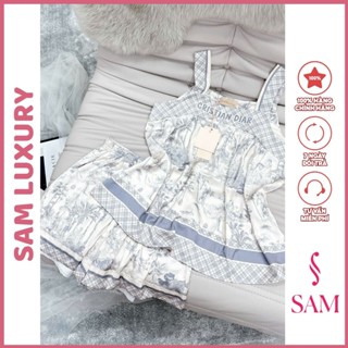  Bộ mặc nhà lụa Sam luxury pijama lụa 2 dây quần đùi 