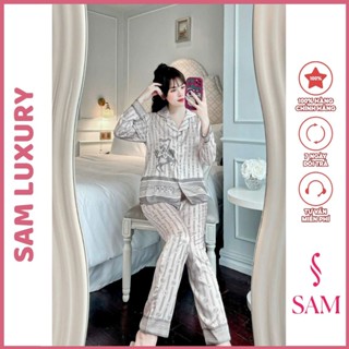 SALE LẺ SIZE ( nhiều mẫu)  Bộ Pijama lụa Sam Luxury -Bộ dài tay cao cấp chất đẹp mềm mịn