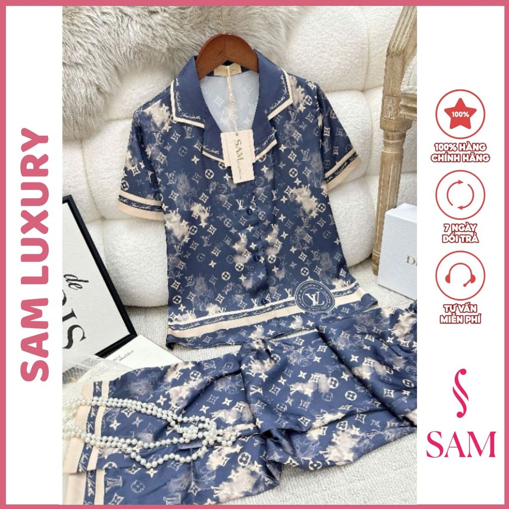 Bộ mặc nhà lụa Sam Luxury, pijama lụa tay ngắn quần dài