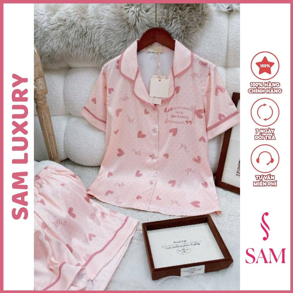 Bộ pijama đùi nữ, bộ lụa mặc nhà Sam luxury cao cấp