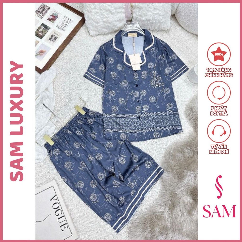 Bộ mặc nhà lụa Sam Luxury, pijama lụa tay ngắn quần lửng