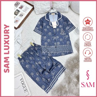  Bộ mặc nhà lụa Sam Luxury pijama lụa tay ngắn quần lửng 