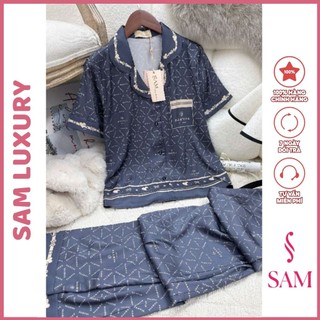  Bộ pijama tay ngắn quần dài lụa Sam luxury bộ mặc nhà cao cấp 