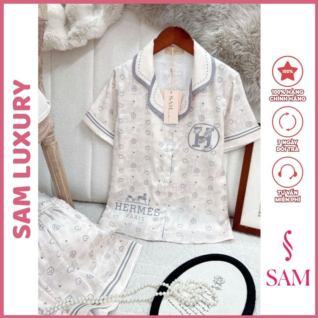 Bộ mặc nhà lụa Sam Luxury, pijama lụa tay ngắn quần đùi