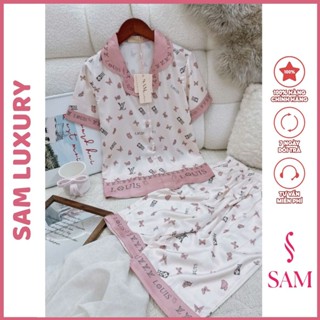  Bộ mặc nhà lụa Sam luxury pijama lụa tay ngắn quần lửng 