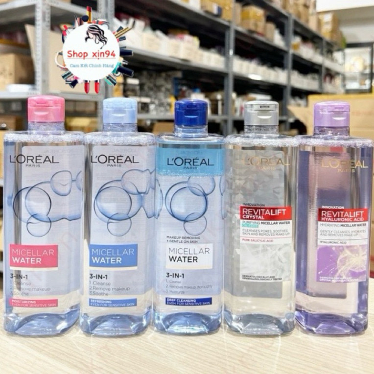 (Hàng Chính Hãng) Nước tẩy trang L'Oreal Paris 3-in-1 cho mọi loại da - L'Oreal Micellar Water 400ml