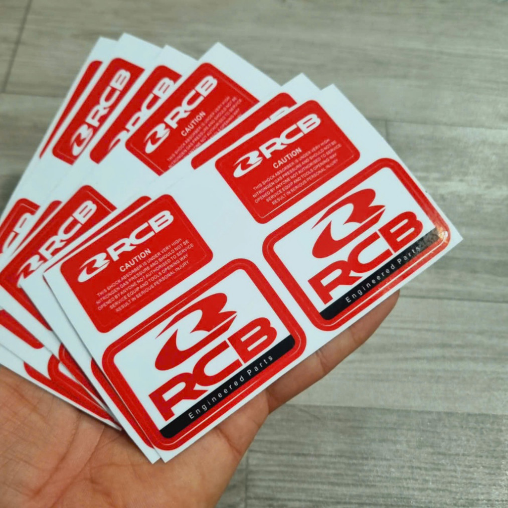 Bộ 4 tem dán phuộc RCB bình dầu màu đỏ dán chân phuộc, bình dầu phuộc