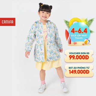 Áo khoác gió bé gái CANIFA  lớp, eo nhún chun, có mũ kéo khoá 1OT22W017