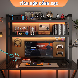 Kệ sách để bàn gaming gỗ TOPV kệ decor bàn học bàn làm việc thông minh giá để đồ decor đựng đồ trang trí setup topvhn