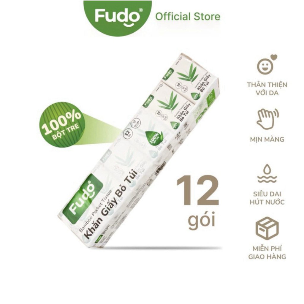 [Fudo] Khăn Giấy Fudo Tissue Pocket Bỏ Túi - Dây 12 gói