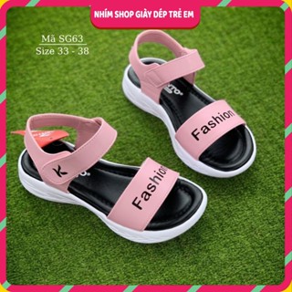  Dép sandal bé gái KENTO siêu nhẹ chống trơn quai ngang hồng thời trang cho trẻ em nữ 8 9 10 12 tuổi đi học đi biển SG63 