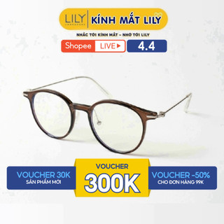  Kính cận tròn nam nữ LILYEYEWEAR gọng bọc kim loại thanh mảnh màu sắc thời trang 83098 