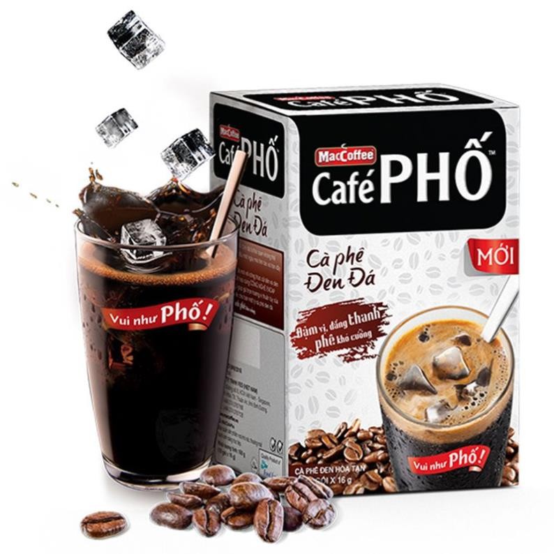 Cà Phê MacCoffee cà Phê  Phố Đen Đá Hộp 160G (10 Gói x 16G)
