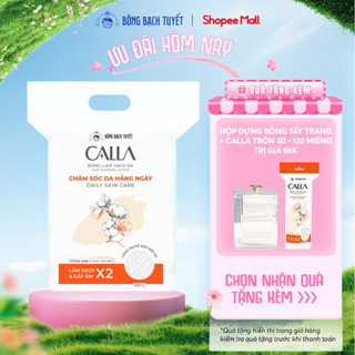 [TẶNG HỘP ĐỰNG + 120 MIẾNG] Bông tẩy trang làm sạch da Bông Bạch Tuyết Calla tròn 3D 500gr - 1100 miếng/gói