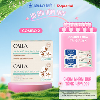 Combo 2 hộp khăn khô Bông Bạch Tuyết làm sạch da Calla đa năng 80 miếng/hộp - bông tẩy trang