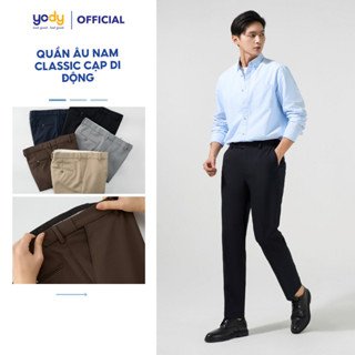 Quần âu nam classic YODY cạp di động hạn chế nhăn nhàu, form đứng mềm mại thấm hút nhanh QAM7062