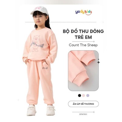 Bộ đồ thu đông YODY set áo quần bé trai bé gái dày dặn ấm áp chất nỉ da cá dễ hoạt động BTK7031