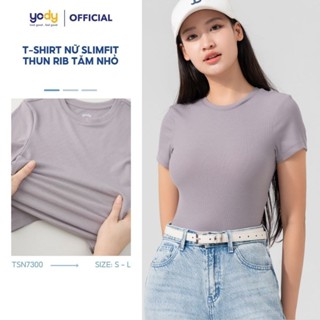 [SALE] Áo phông t-shirt nữ YODY vải thun tăm, form ôm, cổ tròn, thoáng mát, mềm mại TSN7300