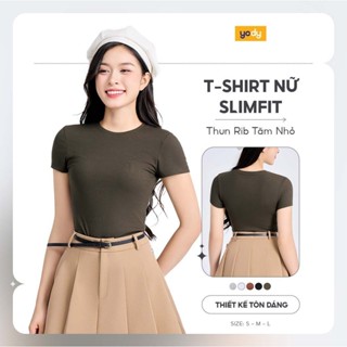 [SALE] Áo phông t-shirt nữ YODY vải thun tăm, form ôm, cổ tròn basic, thoáng mát, mềm mại TSN7300