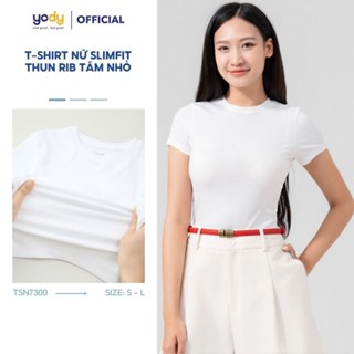 [SALE] Áo phông tshirt nữ YODY thun tăm, form ôm, cổ tròn basic, thoáng mát, mềm mại TSN7300