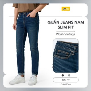 Quần Jean Nam Yody Dáng Slim Fit Wash Vintage Mềm Mại Co Giãn TRA - QJM7066
