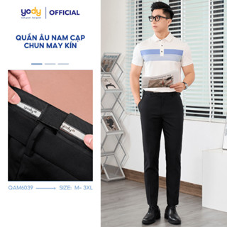 Quần âu nam YODY dáng côn ống đứng cạp ngang eo phong cách công sở QAM6039
