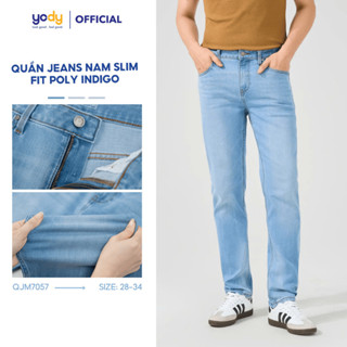 Quần Jeans Nam Yody, dáng Slim Fit, Jean Poly Indigo co giãn TRA - QJM7057