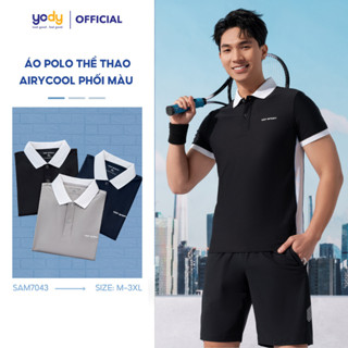 Áo thun nam YODY polo thể thao cổ bẻ, vải airycool mát mẻ, thấm hút, thoáng khí, co giãn SAM7043