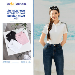 Áo thun polo nữ basic YODY dệt sợi cafe thấm hút nhanh, khử mùi hôi, chống tia UV, mềm mại APN7028