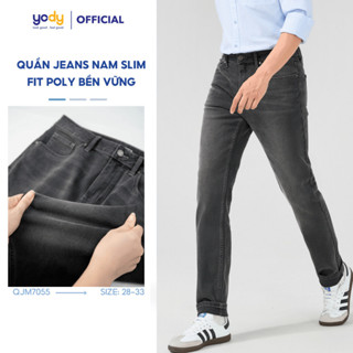 Quần Jeans Nam Yody Dáng Slim Fit, Demi Poly Bền Vững, Thoải mái vận động TRA - QJM7055