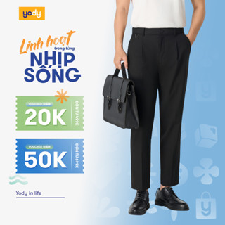 Quần âu nam YODY Classic thêu lịch lãm trẻ trung thoáng khí và thấm hút tốt QAM7060