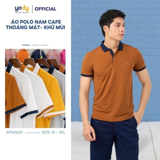 Áo thun polo nam YODY tay ngắn, áo phông cổ bẻ vải cafe, phong cách công sở APM3635