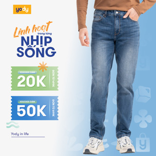 Quần jean nam YODY chất liệu cotton cao cấp dáng slimfit co dãn thoải mái thoáng mát tra - QJM6087