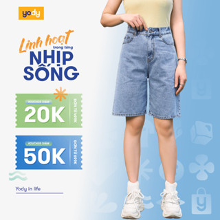 Quần short jean nữ Yody dáng lửng, ống rộng, chất demin co giãn năng động TRA - SJN3052