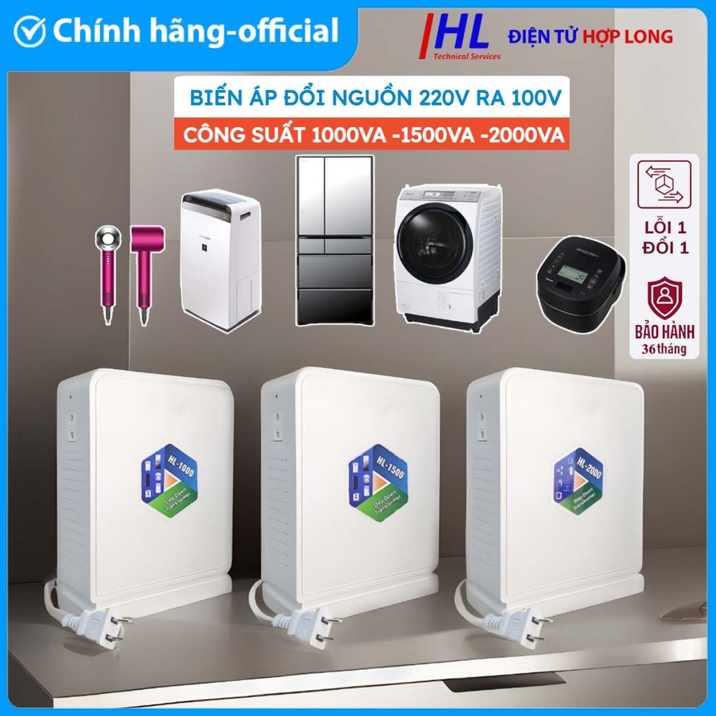 [3 Năm BH] Biến áp 220v ra 100v, bộ đổi nguồn 220v sang 110v 100v cho thiết bị nội địa Nhật -  Điện Tử Hợp Long